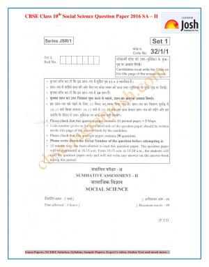 CBSE Class 10 Social Science Question Paper SA‒II: 2016