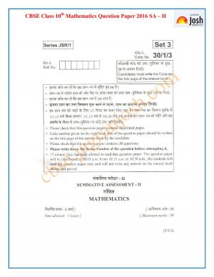 CBSE Class 10 Mathematics Question Paper SA ‒ II 2016