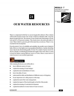OUR WATER RESOURCES