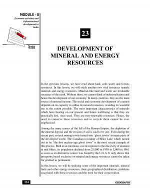 DEVELOPMENT OF MINERAL AND ENERGY RESOURCES