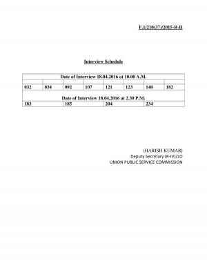 UPSC Announced Interview Schedule for JSO Toxicology Posts 2016