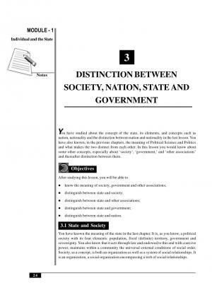 DISTINCTION BETWEEN SOCIETY , NA TION, ST A TE AND GOVERNMENT