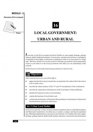 LOCAL GOVERNMENT : URBAN AND RURAL