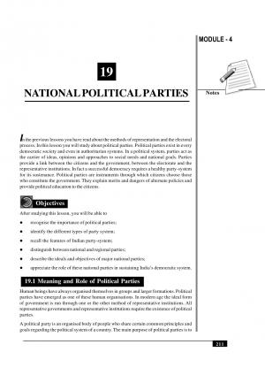 NA TIONAL POLITICAL PAR TIES