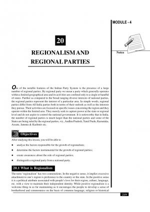 REGIONALISM AND REGIONAL PAR TIES