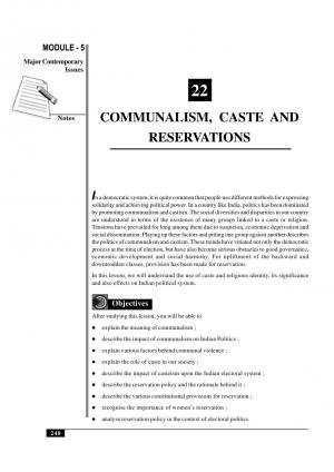 COMMUNALISM, CASTE AND RESER VA TIONS