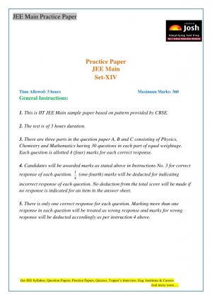 JEE Main Practice Paper Set-XIV 