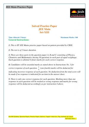 JEE Main Solved Practice Paper Set-XIII