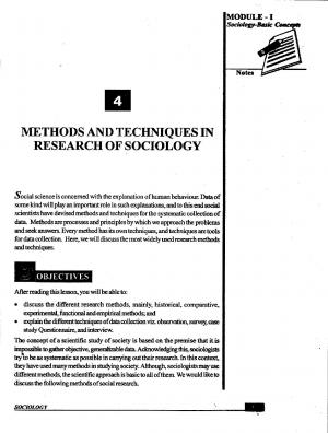 Methods and Techniques of Research in Sociology