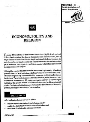 Economy, Polity and Religion 