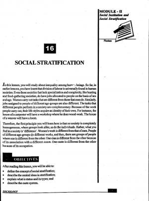 Social Stratification: Hierarchy, Differentiation and Inequality 