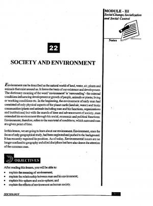 Society and Our Environment