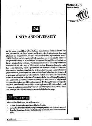Unity and Diversity
