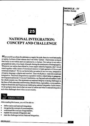 National Integration: concept and Challenge