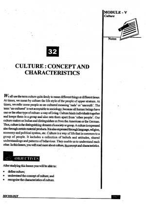 Culture: Concept and Characteristics