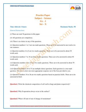CBSE Class 9 Science Practice Paper SA - I Set - X