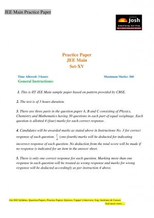 JEE Main Practice Paper Set-XV 