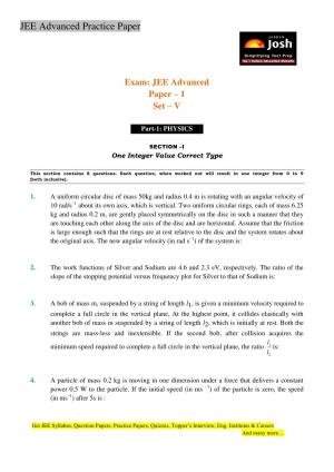 JEE Advanced Practice Paper Set V