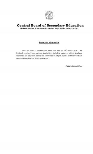 Student Feedback on Mathematics Paper of CBSE Class 12 Board Exam to get Reviewed by CBSE 