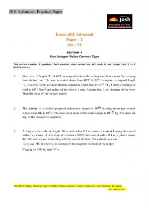 JEE Advanced Practice Paper Set VI
