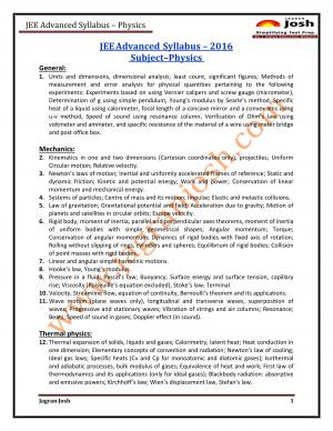 JEE Advanced-2016 Syllabus - Physics