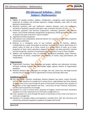 JEE Advanced-2016 Syllabus - Mathematics