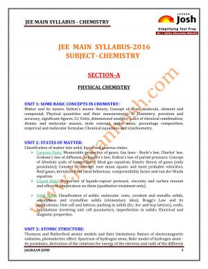 JEE MAIN-2016 Syllabus-Chemistry