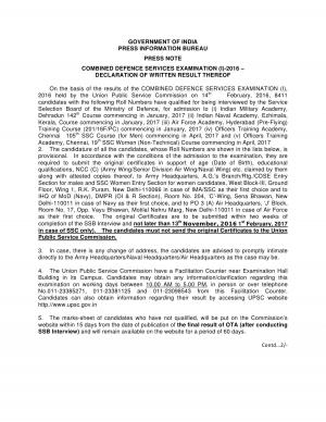 UPSC CDS (I) Result 2016 declared, Check @upsc.gov.in