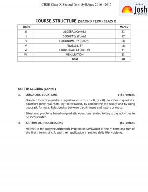 CBSE Class 10th Mathematics Second Term