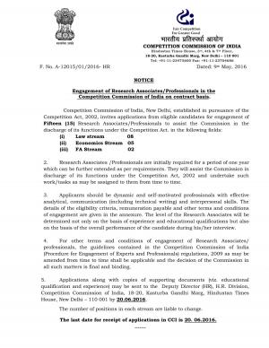 CCI Recruitment 2016 for 15 Research Associates Posts: Apply by 20 June 