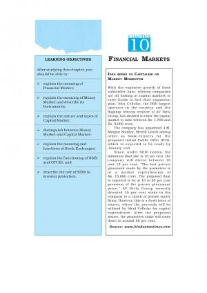 NCERT CBSE Class 12th Business Studies (Part ‒ II) Chapter 10: Financial Markets