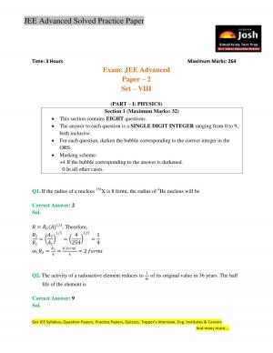 JEE Advanced Solved Practice Paper Set VIII