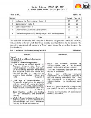 CBSE Class 10 Social Science Syllabus 2016 – 2017