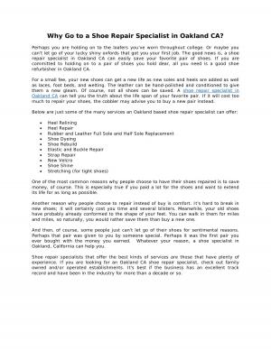 Why Go to a Shoe Repair Specialist in Oakland CA?