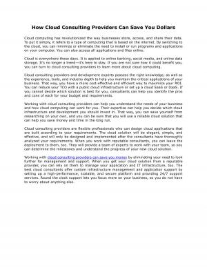 How Cloud Consulting Providers Can Save You Dollars