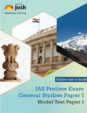 IAS Prelims Exam 2015 General Studies Paper I Model Test Paper I Online Test eBook