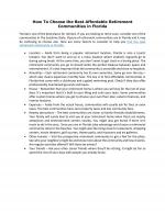 How To Choose the Best Affordable Retirement Communities in Florida