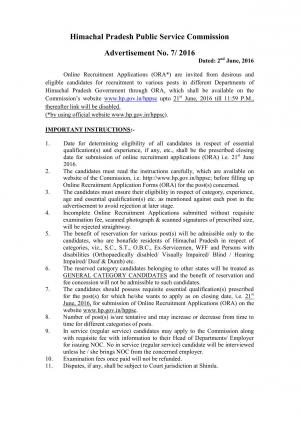 HPPSC Recruitment 2016 for 86 Medical Officer and Other Posts, Apply by 21 June 