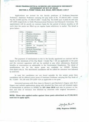 DIPSAR Recruitment 2016 for 11 Assistant Professor Posts