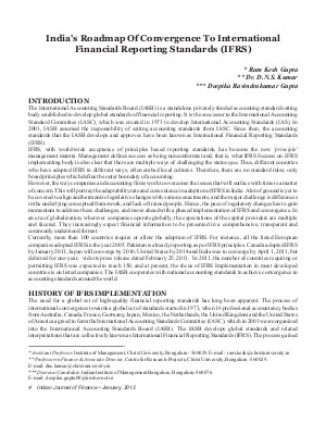 INDIA’S ROADMAP OF CONVERGENCE TO INTERNATIONAL FINANCIAL REPORTING STANDARDS (IFRS)