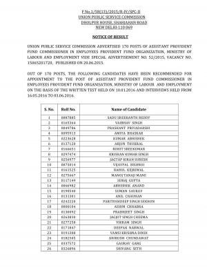 UPSC APFC Exam 2015 for 170 AFPC