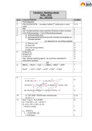 CBSE Class 12 Chemistry 2016 Marking Scheme