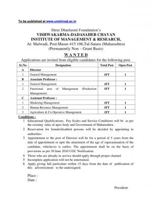 VDCIMR Recruitment 2016 for 06 Faculty & Other Posts