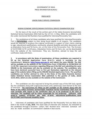 UPSC IES/ISS Result 2016 declared at upsc.gov.in, Personality Test in the month of July