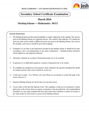 CBSE Class 10 Mathematics SA‒II Marking Scheme: 2016