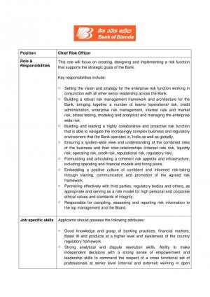 BOB Chief Risk Officer