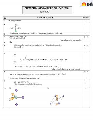CBSE Class 12 Chemistry Marking Scheme (All India): 2016
