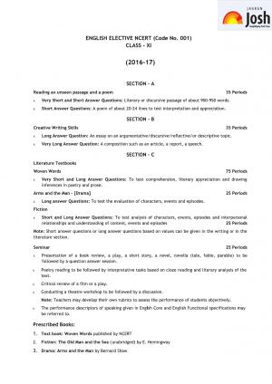 CBSE Class 11 English Elective (NCERT) Syllabus 2016 – 2017