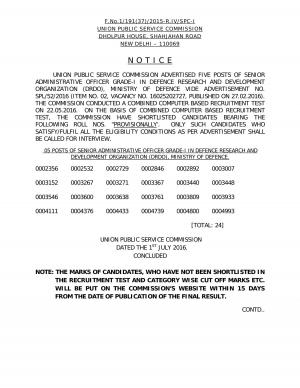 UPSC Declares CBRT Result for Dy. Architect & Medical Officer/ Research Officer Posts