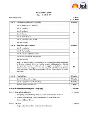 CBSE Class 11 Geography Syllabus 2016 – 2017 